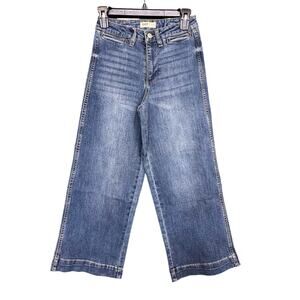 OAT Medium Wash Wide Leg Cropped Jeans Size 25